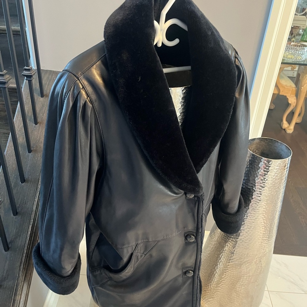 Ultimate luxury vintage Jeno De Paris genuine leather above the knee jacket 1990